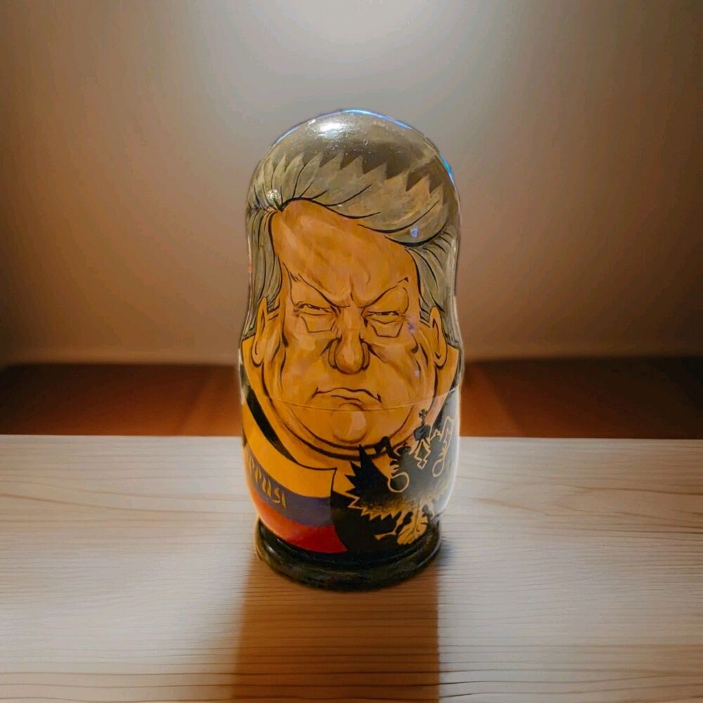 Vintage CCCP Russian Soviet Political Leaders Set of 5 Nesting Dolls Matryoshka